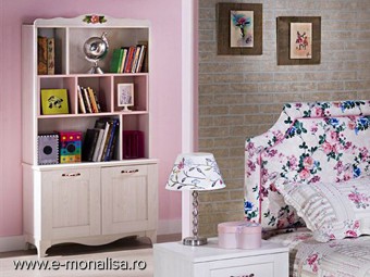 Biblioteca Dormitor copii Alb Venturo floral - Pret BELLONA