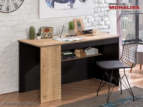 Birou Tineret modern mare Black Large Study Desk - Cilek