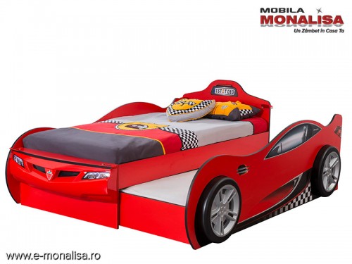 Pat Masina pt. 2 copii Paturi duble Coupe Car Bed with Friend bed