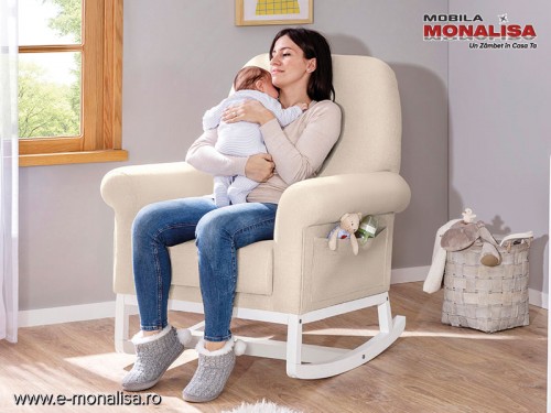 Fotoliu Balansoar pentru mamici Rocking Mother din lemn masiv