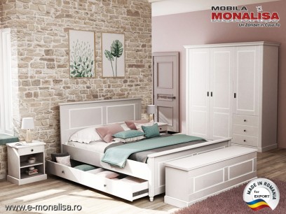 Dormitor clasic Clemence gri deschis cu alb - Mdf