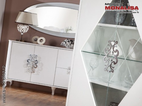 Mobila de Lux Living Modern Brillance alb lucios