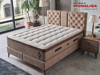 Pat tapitat Chester cu Saltea Pocket Lada si Somiera inclusa - Diamond Prime de LUX