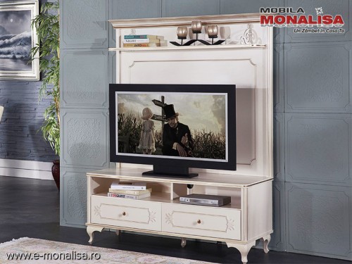 Comoda TV alb fildes de lux Gold