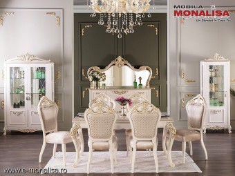 Mobila clasica sufragerie alba de Lux Gusto Regal