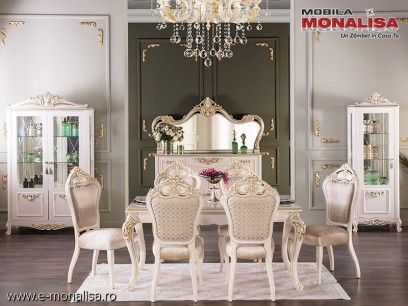 Mobila clasica sufragerie alba de Lux Gusto Regal