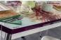Masa extensibila bucatarie cu blat Sticla Alb Prizma Violet-Mov