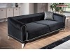 Canapea eleganta catifea neagra Rolf de lux 3 locuri