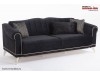 Canapea eleganta catifea neagra Rolf de lux 3 locuri