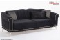 Canapea eleganta catifea neagra Rolf de lux 3 locuri