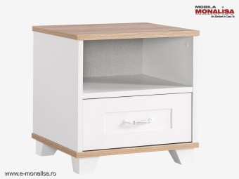 Noptieră New Frezya, Alb Mat Catifelat☀️ 1 Sertar Soft-Close Preț PROMO