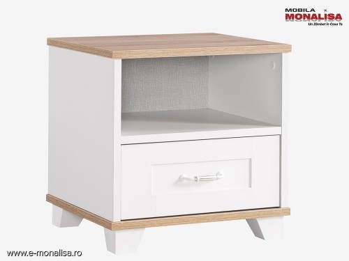Noptieră New Frezya, Alb Mat Catifelat☀️ 1 Sertar Soft-Close Preț PROMO