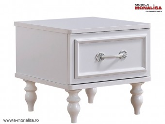 Noptieră Albă pt. dormitor Copii Tineret Fete Juliette de Lux ✨ Stil Romantic