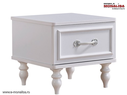 Noptieră Albă pt. dormitor Copii Tineret Fete Juliette de Lux ✨ Stil Romantic