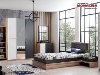 Set camera Tineret Moderna Alb-Negru baieti-fete Dormitor Copii New City