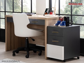 Birou Tineret New City - Masa de Studiu Copii Alb/Negru Moderna☑️