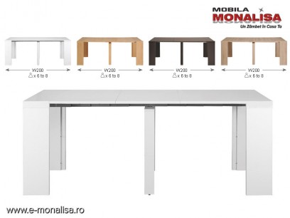 Masa consola Extensibila Helena alb 2-4-6-8 persoane