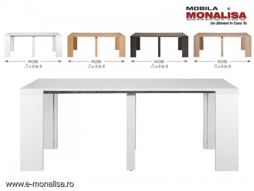 Masa consola Extensibila Helena alb 2-4-6-8 persoane