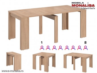 Consola Masa Extensibila dining Mateo 2-4-6-8 persoane Stejar Sonoma