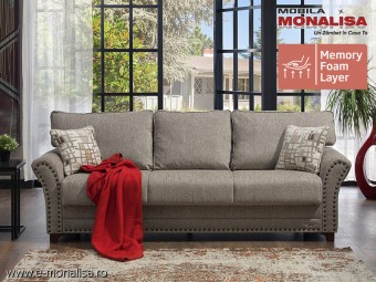 Canapea extensibila cu Spuma Memory si pat arcuri Brady