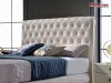 Pat crem tapitat Chesterfield cu lada si somiera Dolce DLC 160x200