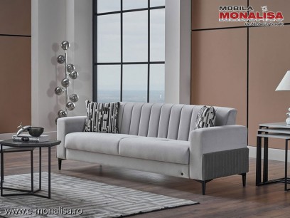 Canapea extensibila Moderna si Confortabila gri Eva 3 locuri
