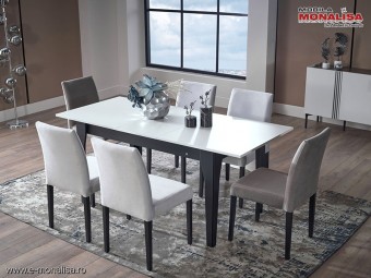 Masa Extensibila Moderna alb gri antracit - Design Elegant si Functional Eva
