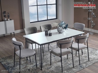 Masa Moderna fixa stabila durabila si functionala alb gri antracit Eva