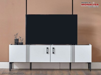 Comoda tv alba pentru living Modern Eva calitate Premium
