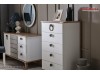 Set Mobila Dormitor moderna alb gri cu lemn pe stil Scandinav Lavin cu 5 usi