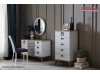 Set Mobila Dormitor moderna alb gri cu lemn pe stil Scandinav Lavin cu 5 usi