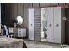 Set Mobila Dormitor moderna alb gri cu lemn pe stil Scandinav Lavin cu 5 usi