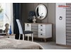 Set Mobila Dormitor moderna alb gri cu lemn pe stil Scandinav Lavin cu 5 usi