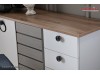 Set Mobila Dormitor moderna alb gri cu lemn pe stil Scandinav Lavin cu 5 usi
