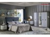 Set Mobila Dormitor moderna alb gri cu lemn pe stil Scandinav Lavin cu 5 usi