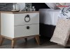 Set Mobila Dormitor moderna alb gri cu lemn pe stil Scandinav Lavin cu 5 usi