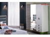 Set Mobila Dormitor moderna alb gri cu lemn pe stil Scandinav Lavin cu 5 usi