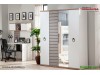 Set Mobila Dormitor moderna alb gri cu lemn pe stil Scandinav Lavin cu 5 usi