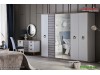 Set Mobila Dormitor moderna alb gri cu lemn pe stil Scandinav Lavin cu 5 usi