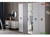 Set Mobila Dormitor moderna alb gri cu lemn pe stil Scandinav Lavin cu 5 usi