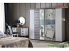 Set Mobila Dormitor moderna alb gri cu lemn pe stil Scandinav Lavin cu 5 usi