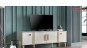 Comoda TV alba cu Detalii Auriu Design Modern pentru Living Perissa Gold PRS