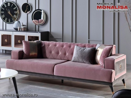 Canapea originala de Lux Prada chester roz prafuit 3 locuri