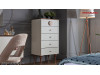 Dormitor alb sidef modern Rita - Set Dulap 5 usi + Comoda 5 sertare + oglinda rotunda