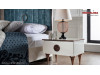 Dormitor alb sidef modern Rita - Set Dulap 5 usi + Comoda 5 sertare + oglinda rotunda