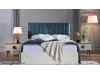 Dormitor alb sidef modern Rita - Set Dulap 5 usi + Comoda 5 sertare + oglinda rotunda