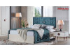 Dormitor alb sidef modern Rita - Set Dulap 5 usi + Comoda 5 sertare + oglinda rotunda