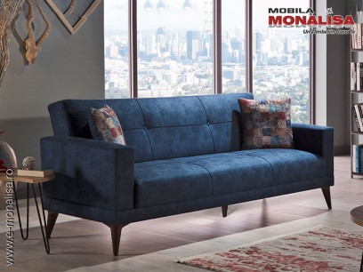 Canapea Colt 3 locuri extensibila de calitate Story Albastru