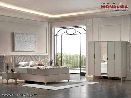 Set Dormitor crem Valery – Eleganta moderna si Depozitare Inteligenta