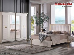 Set Mobila Dormitor moderna alb fildes Veyron de Lux usi glisante